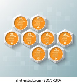 vector abstract 3d paper infographic elements.Hexagon infographics.Honeycomb design