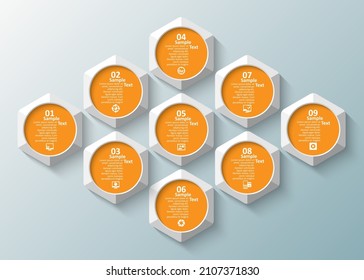 vector abstract 3d paper infographic elements.Hexagon infographics.Honeycomb design