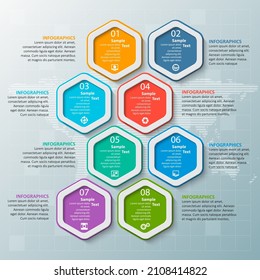 vector abstract 3d paper infographic elements.Hexagon infographics.Honeycomb design