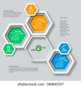 vector abstract 3d paper infographic hexagon elements