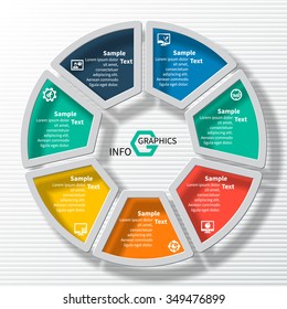 vector abstract 3d paper infographic elements.Circular infographics
