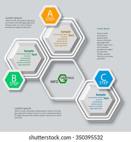 vector abstract 3d paper infographic elements.Hexagon infographics