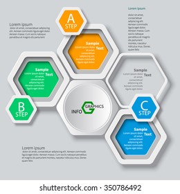 vector abstract 3d paper infographic elements.Hexagon infographics