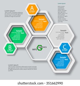 vector abstract 3d paper infographic elements.Hexagon infographics