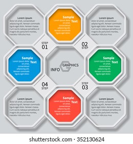vector abstract 3d paper infographic elements.Octagon infographics