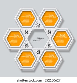 vector abstract 3d paper infographic elements.Hexagon infographics