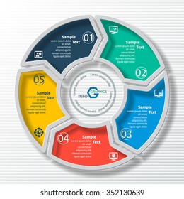 vector abstract 3d paper infographic elements.Circular infographics