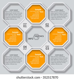 vector abstract 3d paper infographic elements.Octagon infographics