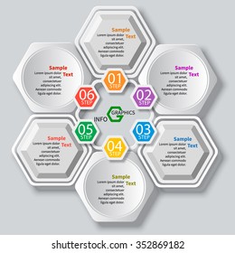vector abstract 3d paper infographic elements.Hexagon infographics