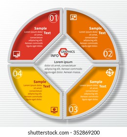 vector abstract 3d paper infographic elements.Circular infographics.Red