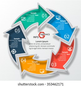 vector abstract 3d paper infographic elements.Circular infographics