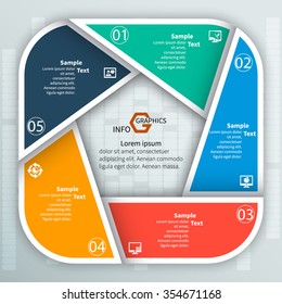 vector abstract 3d paper infographic elements.Circular infographics