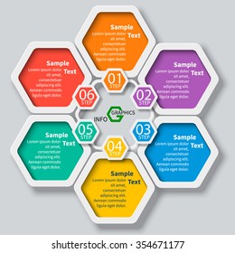 vector abstract 3d paper infographic elements.Hexagon infographics