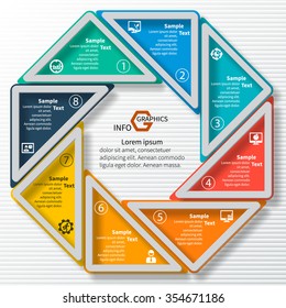 vector abstract 3d paper infographic elements.Circular infographics.Octagon element
