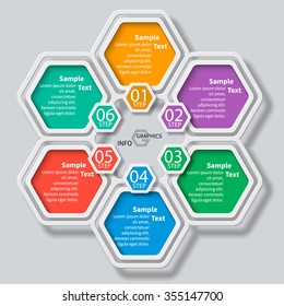 vector abstract 3d paper infographic elements.Hexagon infographics