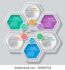 vector abstract 3d paper infographic elements.Hexagon infographics.Honeycomb design
