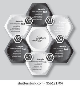 vector abstract 3d paper infographic elements.Hexagon infographics.Honeycomb design