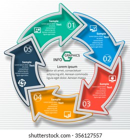 vector abstract 3d paper infographic elements.Circular infographics