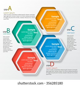 vector abstract 3d paper infographic elements.Hexagon infographics.Honeycomb design