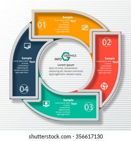 vector abstract 3d paper infographic elements.Circular infographics