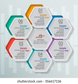 vector abstract 3d paper infographic elements.Hexagon infographics.Honeycomb design
