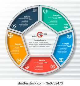 vector abstract 3d paper infographic elements.Circular infographics