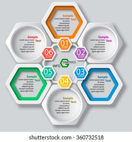 vector abstract 3d paper infographic elements.Hexagon infographics.Honeycomb design