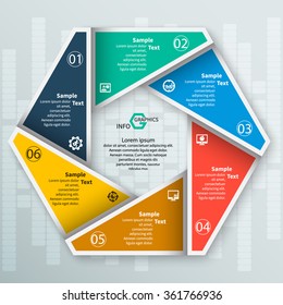 vector abstract 3d paper infographic elements.Circular infographics.Hexagon