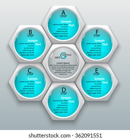 vector abstract 3d paper infographic elements.Hexagon infographics.Honeycomb design