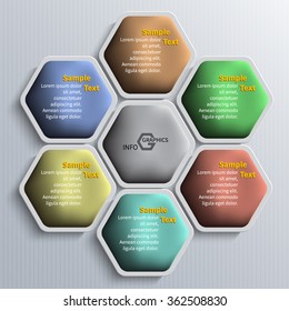 vector abstract 3d paper infographic elements.Hexagon infographics.Honeycomb design