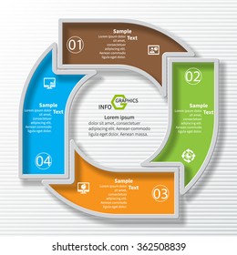 vector abstract 3d paper infographic elements.Circular infographics.4 steps