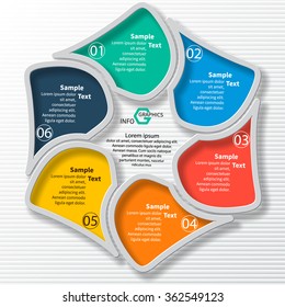 vector abstract 3d paper infographic elements.Circular infographics.6 steps
