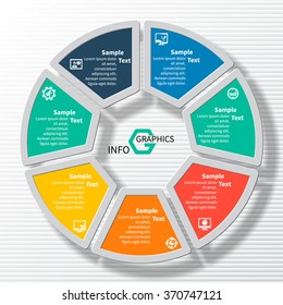 vector abstract 3d paper infographic elements.Circular infographics.7 step