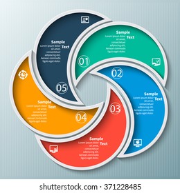 vector abstract 3d paper infographic elements.Circular infographics