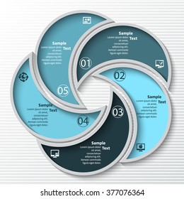 vector abstract 3d paper infographic elements.Circular infographics.5 steps
