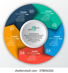 Vector Abstract 3d Paper Infographic Elements.Circular Infographics