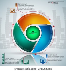 vector abstract 3d paper infographic elements.Circular infographics