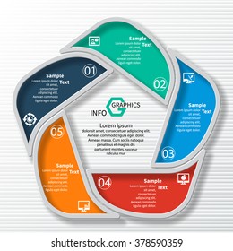 vector abstract 3d paper infographic elements.Circular infographics.5 steps
