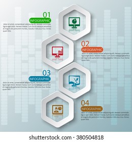 vector abstract 3d paper infographic elements.Hexagon infographics.Honeycomb design
