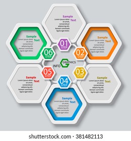 vector abstract 3d paper infographic elements.Hexagon infographics.Honeycomb design