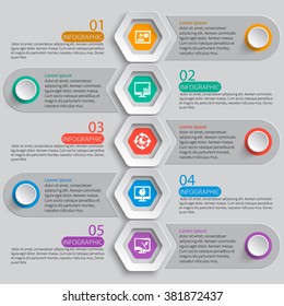 vector abstract 3d paper infographic elements. 5 steps