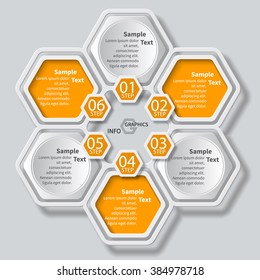 vector abstract 3d paper infographic elements.Hexagon infographics.Honeycomb design