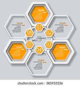 vector abstract 3d paper infographic elements.Hexagon infographics.Honeycomb design