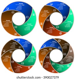 vector abstract 3d paper infographic elements.Set of circular infographics