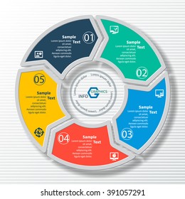 vector abstract 3d paper infographic elements. Circular infographics