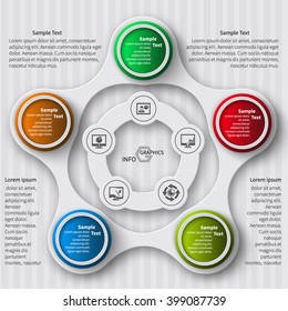 vector abstract 3d paper infographic elements.Circular infographics