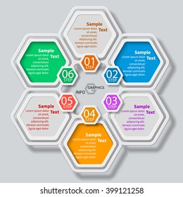 vector abstract 3d paper infographic elements.Hexagon infographics.Honeycomb design