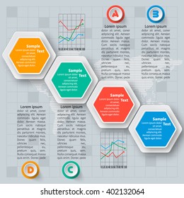 vector abstract 3d paper infographic elements.Hexagon infographics.Honeycomb design