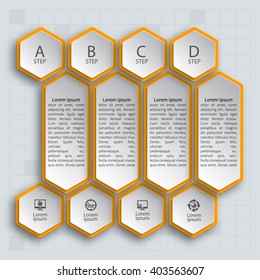 vector abstract 3d paper infographic elements.Hexagon infographics.Honeycomb design