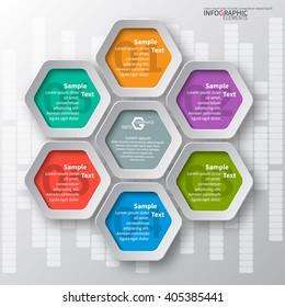 vector abstract 3d paper infographic elements.Hexagon infographics.Honeycomb design